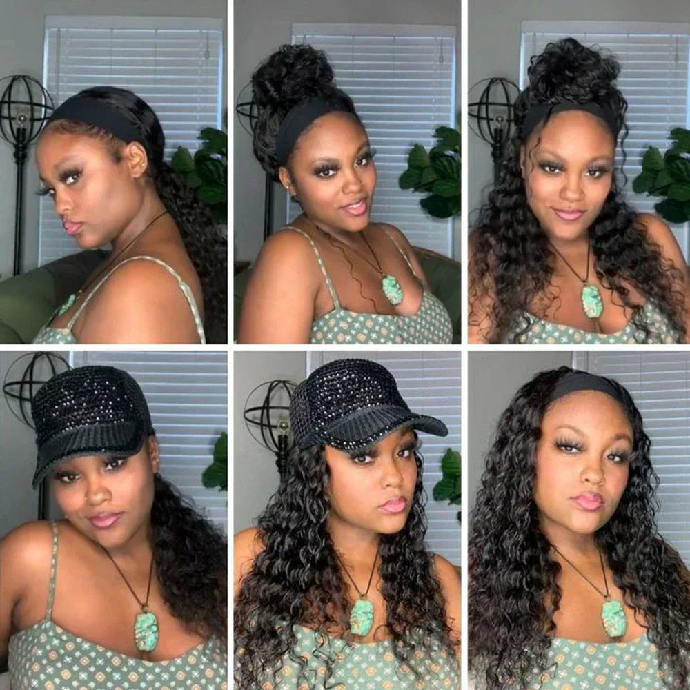 Headband Wig Water Wave Human Hair Wigs