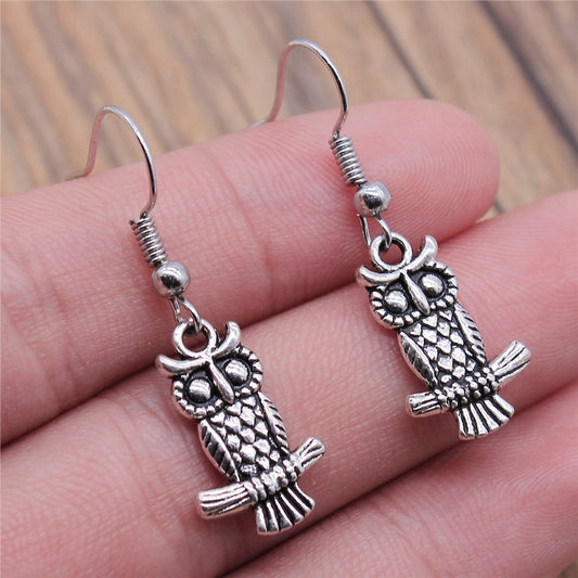 Women's Retro Minimalist Double-Sided Owl Earrings