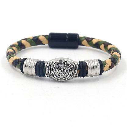 Alloy Magnetic Buckle Leather Rope Hand Weaving Bracelet