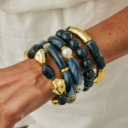 Beaded Blooming Resin Bamboo Elbow Bracelet