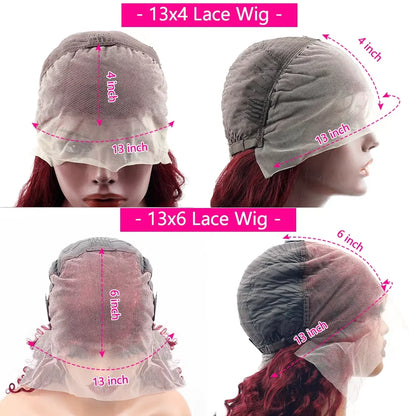 Red Colored Burgundy 200% Deep Wave Wigs