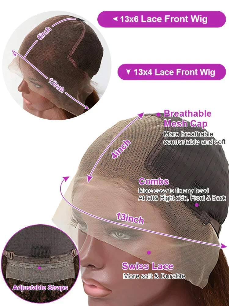 Chocolate Brown Deep Wave Lace Front Curly Wigs