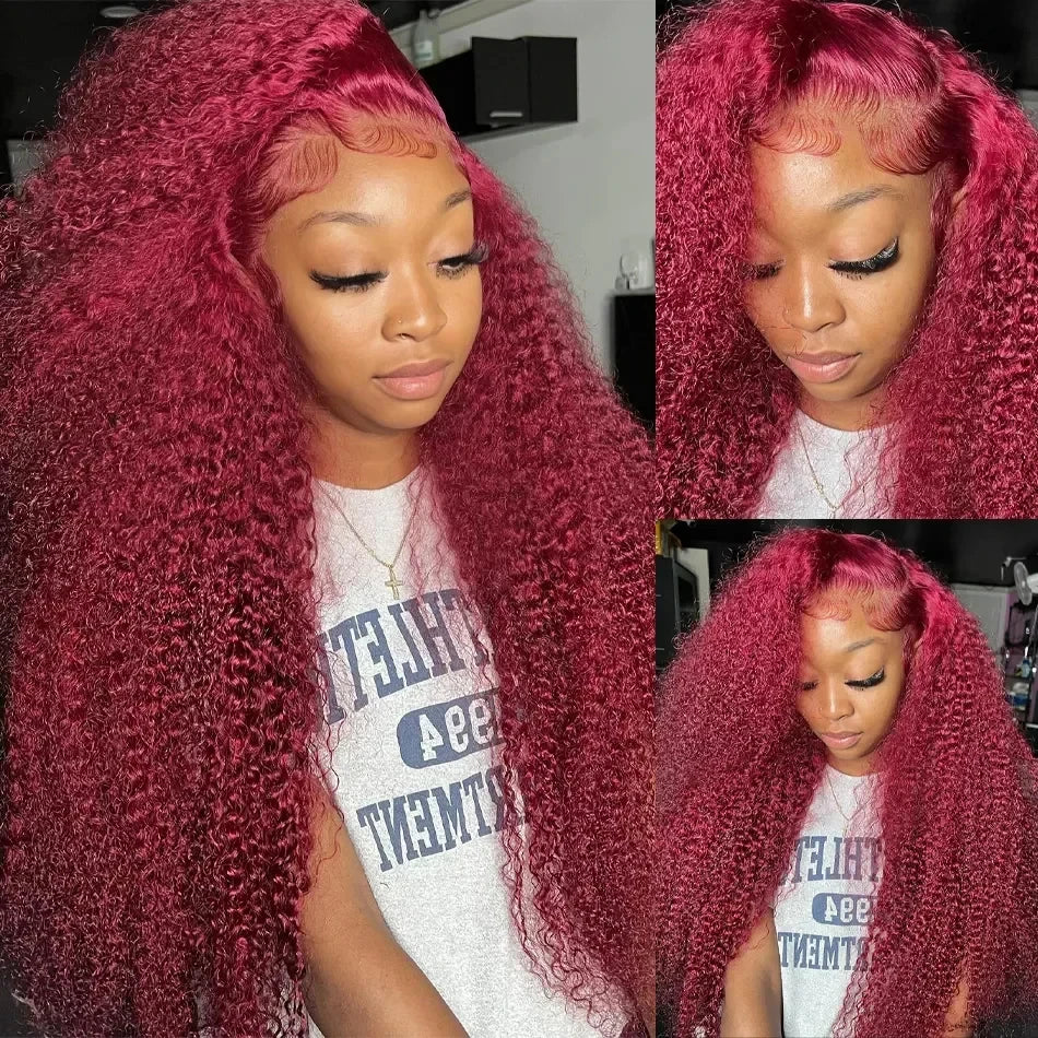 Red Curly Burgundy Hair Wig