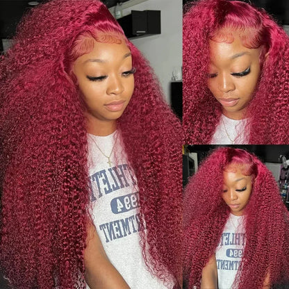 Red Curly Burgundy Hair Wig