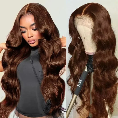 Chocolate Brown HD Lace Front Human Hair Wigs