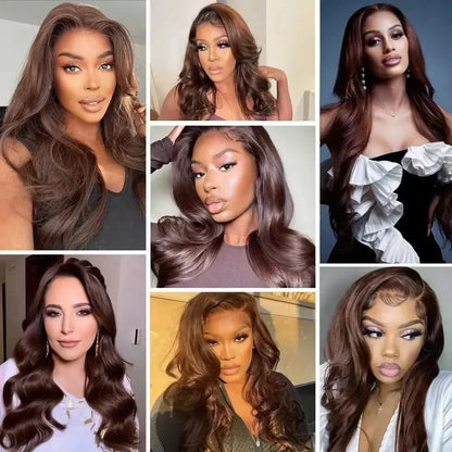 Chocolate Brown HD Lace Front Human Hair Wigs