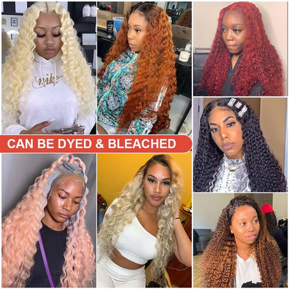 Transparent Lace Front Human Hair Deep Curly Wigs