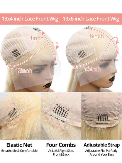 Honey Blonde Body Wave Curly Wigs